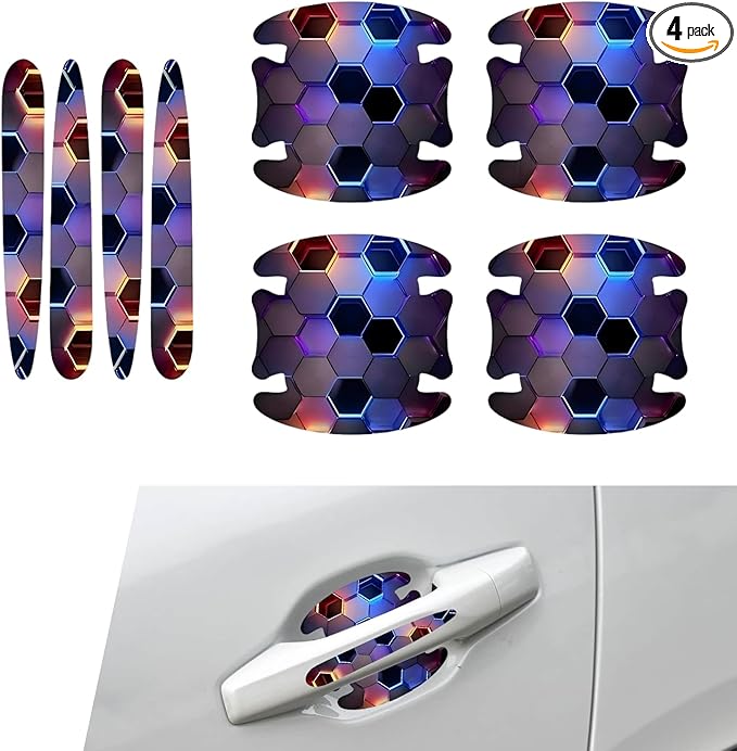 8 PCS Car Door Handle Scratch Protectors, Scratch-Proof Door Cup Protectors, Automotive Door Handle Paint Protective Film, Universal for Most Cars (Style 5)