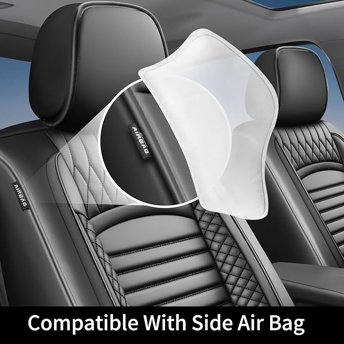 Fit Fj Cruiser Car Seat Covers for Toyota Fj Cruiser 2007-2013 2014 - Upgraded Premium Waterproof & Breathable Leather, Airbag Compatible, All-Weather Seat Cushion Protector (2 Front/Black)