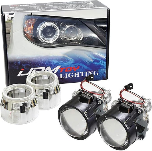 iJDMTOY Mini 2.5-Inch H1 Bulb Size Bi-Xenon Projector Lens with Shroud Compatible With Car Light Retrofit DIY Use