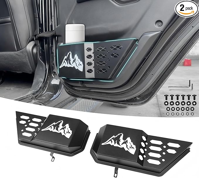 Rear Door Pocket Cup Holder Organizer Compatible with 2018-2026 Jeep Wangler JL JLU 4xe Rubicon Sahara & Gladiator JT Accessories, Metal Door Side Insert Storage Box Expansion Accessories