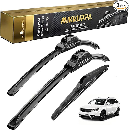 MIKKUPPA 24"+19"+12" Windshield Wiper Blades Replacement for 2009-2020 Dodge Journey, Front & Rear Wiper Blades Set, Durable Stable Quiet All Season (Pack of 3)