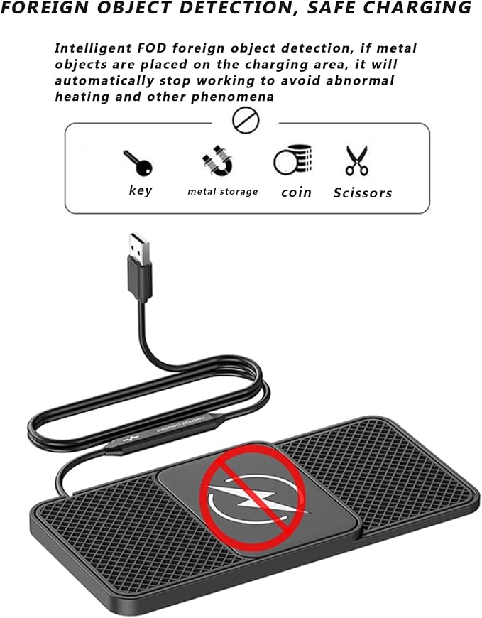 Wireless Car Charger for Ford Ecosport F250 F350 F450, 15w Fast Phone Chargers Charging Pad Non-Slip Essential Electronic Devices for Long-Distance Travel,B 30cm Cable USB Plug-Normal