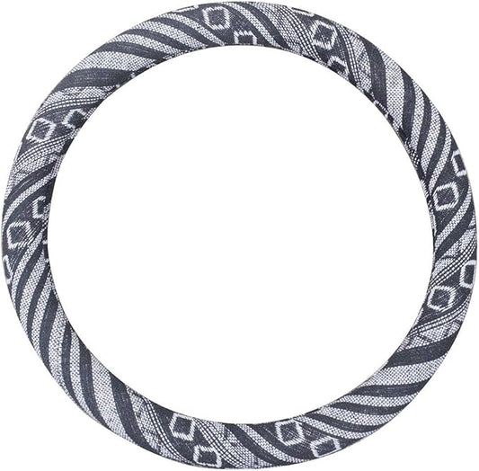 Small Ethnic Style Coarse Flax Cloth Automotive Steering Wheel Cover Anti Slip and Sweat Absorption Auto Car Wrap Cover (14''-14.25, G)