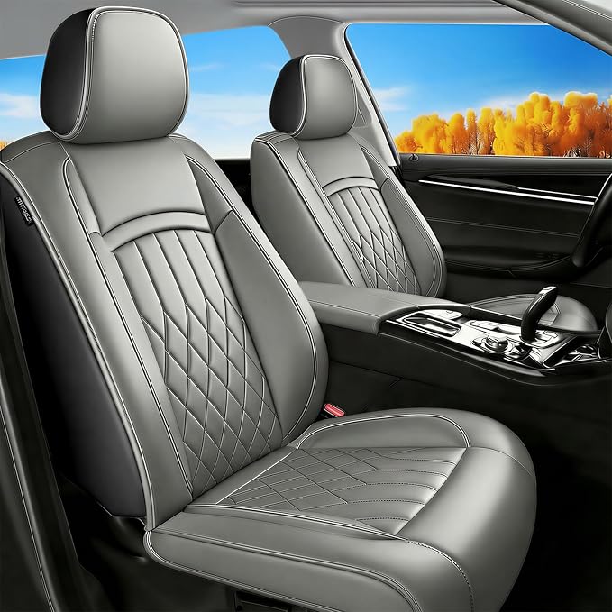 Fit for Sonata Car Seat Covers Compatible with Hyundai Sonata 2004-2026 - Waterproof Breathable Leather Automotive Seat Cushions Protector, Airbag Compatible, Only 2 Front seat Covers(Gray)