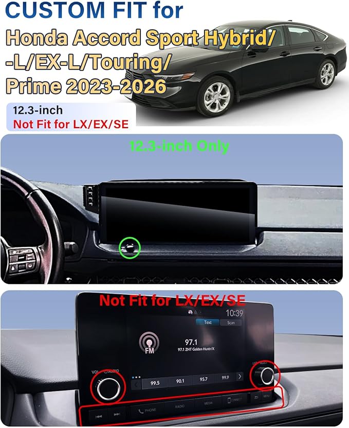 SKYLOTEC Phone Mount for 2023-2026 Honda Accord Accessories 12.3 inch Screen Automobile Cradles Magnetic Accord Phone Holder for MagSafe, Magnets Cell Phone Base (Not Fit for LX/EX/SE)