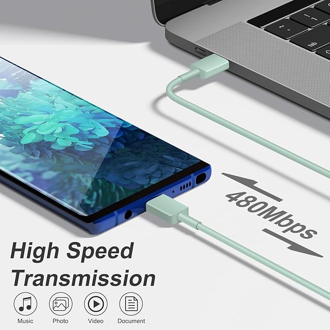 USB C Charger Type C Charger Fast Charging 10FT 45W Samsung Chargers 2-Pack with iPhone Air/17/17 Plus/17 Pro/17 Pro Max/16/16 Plus/16 Pro/16 Pro Max/15/15 Pro Max/iPad Pros/Galaxy S25 S24(Green)