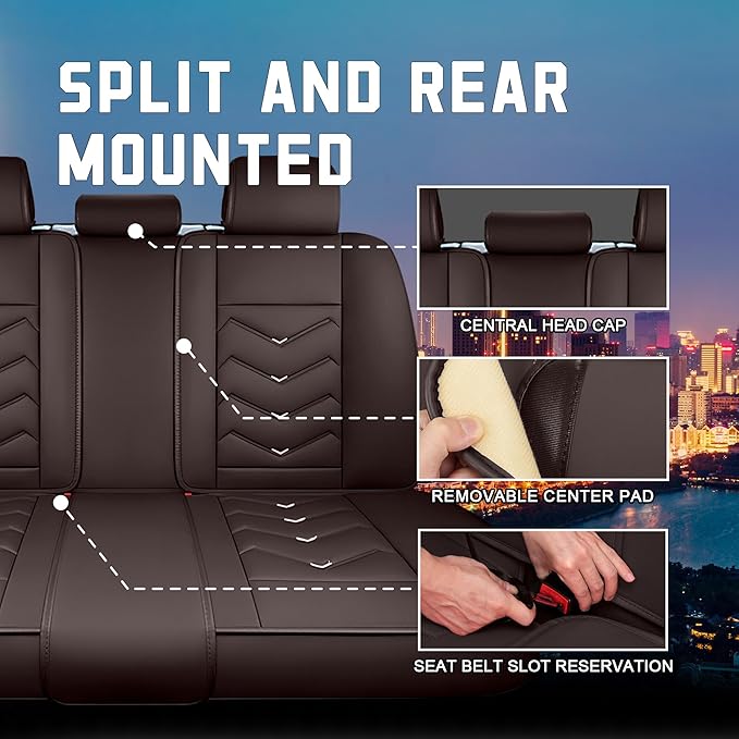 CTDS Car Seat Covers for Hyundai Kona 2018-2026, Stylish Sport Seat Cover, Premium Nappa Leather Car Seat Cover. Automobile Seat Covers Sets.(Luxury 5 Seats/Coffee Color)