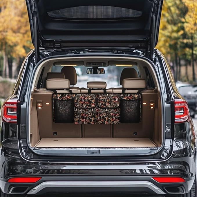 Retro Mushroom Trunk Organizers for Men Hanging Storage Bins, Foldable Backseat Organizer for SUVs & Sedans, Sturdy Car Organization Accessories