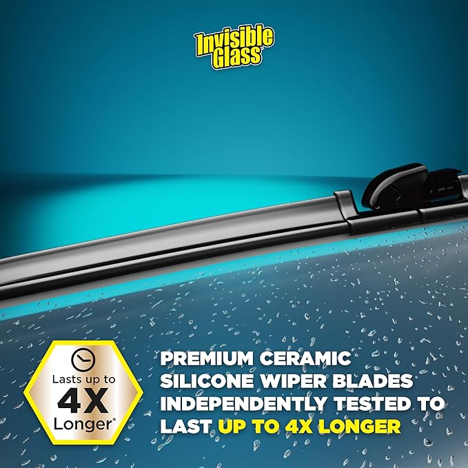 Invisible Glass CSB16 Ceramic Silicone 16" Premium All-Season Windshield Wiper Blade – Automotive Replacement Beam Blade with HydroGuard Water Repellent Coating for Quiet, Streak-Free Performance