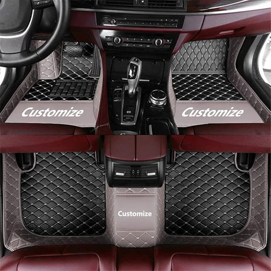 Custom Making Car Floor Mats for 98% Sedan SUV Car Protection Full Coverage Mats Anti-Slip Leather Floor Liners All Weather Car Floor Mats (Black+Gray Side)