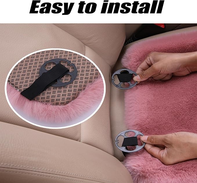 Plush Car Seat Cushion, Soft Warm Fuzzy Faux Rabbit Fur Fluffy Plush Auto Seat Cover Vehicle Car Front and Back Seat Protector Pad with Non-Slip Backing Cushion Interior Universal Fit (Grey,Front*1)