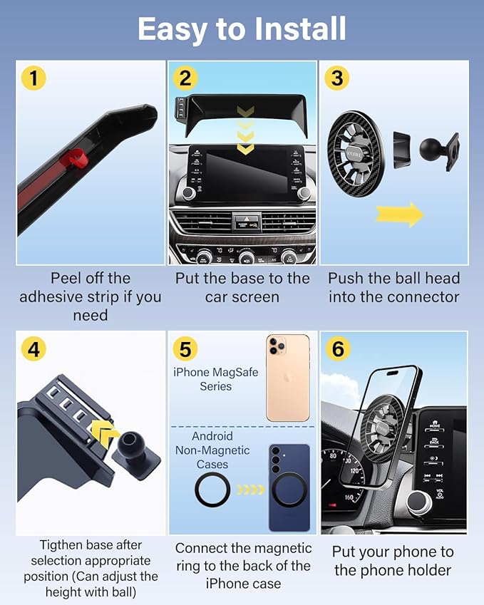 SKYLOTEC Magnetic Phone Mount for Lexus RX350 RX350L RX450h RX450hL 2020-2022 Accessories 12.3-Inch Screen Fixed Clip, Cell Phone Base Automobile Cradles Magnets Phone Holder Compatible with MagSafe