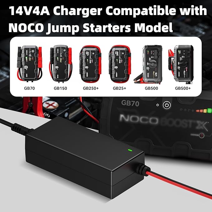 Charger Cable for NOCO Jump Starter Compatible with NOCO GB70 GB150 GB250+ GB251+ GB500 GB500+ Genius Boost Ultra Safe Lithium Jump Starter Battery 14V 56W Power Adapter Cord