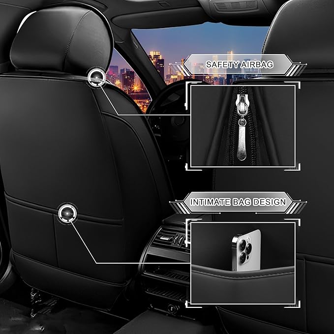 CTDS Car Seat Covers for Mazda CX-5 CX-3 CX-7 CX-9 CX-50 CX-30 CX-70 CX-90 2007-2026, Stylish Sport Seat Cover, Premium Nappa Leather Car Seat Cover.(Luxury 5 Seats/Pure Black)
