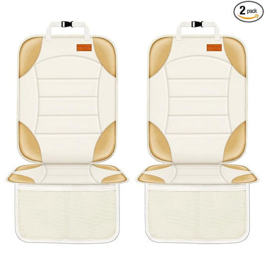 Siivton Car Seat Protector for Child, Cushion for Leather & Fabric Seats, 2 Mesh Pockets, Non-Slip Bottom, Waterproof for Vehicles - Baby & Pets (2 Pack)