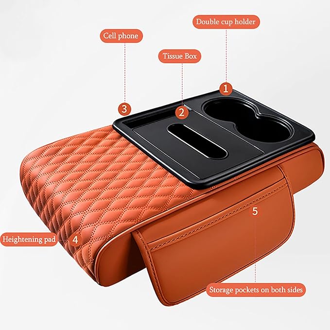 Car Armrest Center Console Cover for Toyota Prius (XW20) 2.Gen 2003 2004 2005 2006 2007 2008 2009 2010, Center Console Pad with Cup Holder, Multifunctional Armrest Cushion,C Coffee