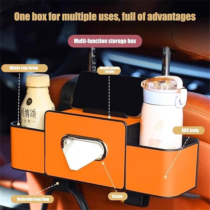 Car Organizers and Storage Box Behind Seat, Large Car Seat Back Organizer for Hold Phone, Drinks, Handbag, Universal Fit for Suv/Sedan (Brown, 2pcs)