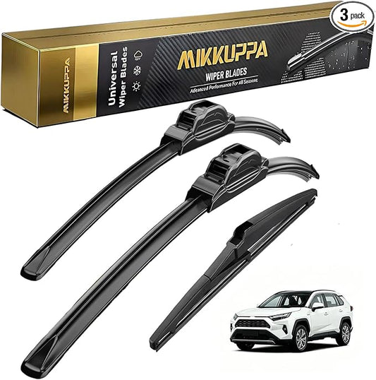MIKKUPPA 24"+17"+12" Windshield Wiper Blades Replacement for 2006-2012 Toyota RAV4, Front & Rear Wiper Blades, Durable Stable Quiet All Season (Pack of 3)