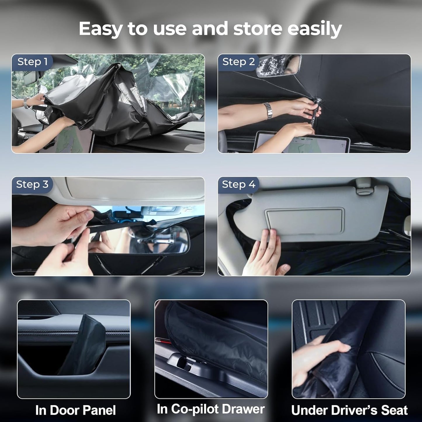 Windshield Sun Shade Umbrella: for Nissan Altima-2019-2024 - Front Custom Car Window Shades - Double Thickened Foldable Nissan Altima Sunshades Block UV Keep Cool