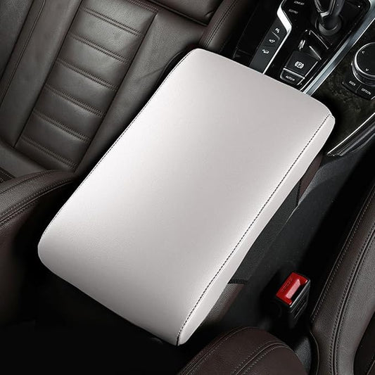 Car Armrest Cover Pad for BMW X3 E83 2004 2005 2006 2007 2008 2009 2010 Premium Leather Center Console Armrest Cushion Pad Anti-Scratch Waterproof Auto Interior Accessories White Style