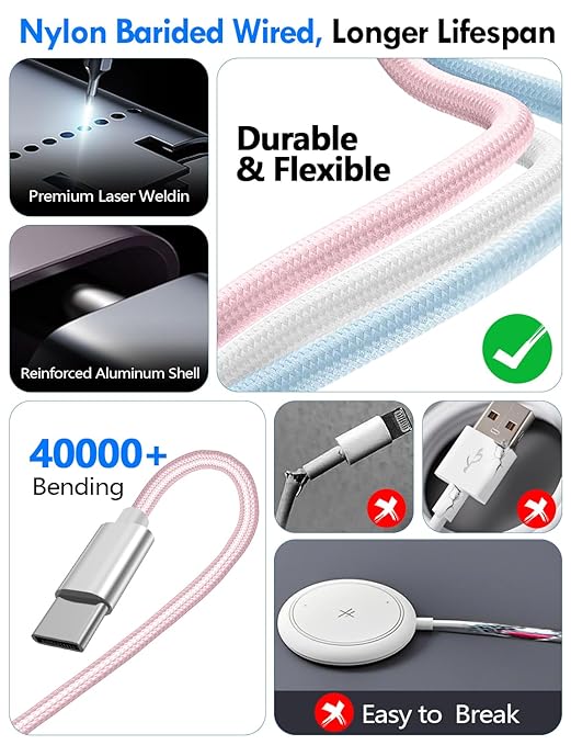 Travel Essentials for Apple Watch Charger,iPhone Charger,3 in 2 Type C/L/Magnetic Fast Charging Cable,Multi Charging Cable Portable Designed for iWatch Series,iPhone 17-11,Galaxy S26-S21,Car-4FT