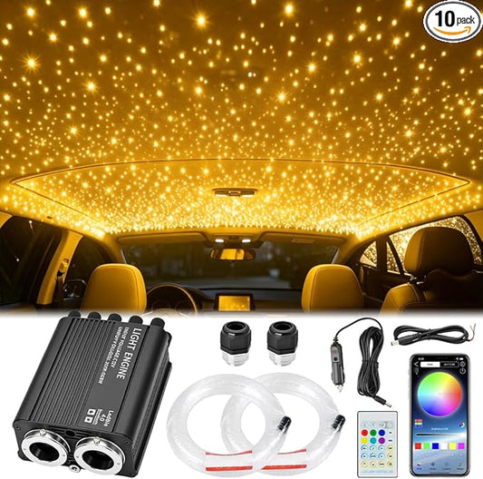 Twinkle Headliner Star Light, 16W 1200Pcs*1200pcs*0.03in*118in Ceiling Fiber Optic Lights APP/Remote Control Sound Activated Mode RGBW for Car Home Star Ceiling Decoration