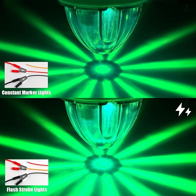 BJZ 2Pcs Green Watermelon LED Strobe+Constant Marker Lights Dual Function Watermelon-Shaped Side Marker Clearance Tail Top Cap Roof Lights for Trailer Truck Semi-Trailer Heavy-Duty Truck Bus Van