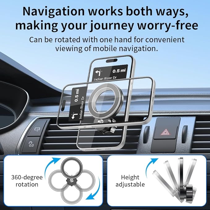 Car Magnetic Phone Mount for 2026 Toyota RAV4 Hybrid [LE/SE/XLE Premium/Woodland] and RAV 4 Plug-in Hybrid：[SE/Woodland] Auto Accessories Cellphone Holder Cell Phones Navigation Charging Stand