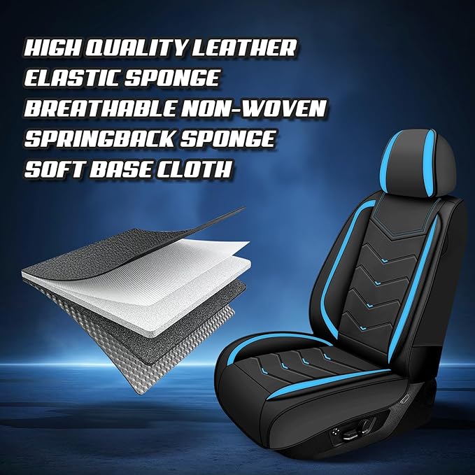 Car Seat Covers for KIA Sedona 2003-2021, Premium Nappa Leather Car Seat Cover, Stylish Sport Seat Covers， Automobile Seat Cover Sets.(Luxury 5 Seats/Black Blue)