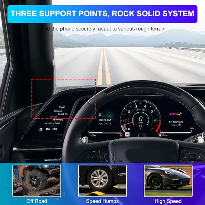 Phone Holder Compatible with Cadillac Escalade 2021-2025,360° Rotation Adjustable Center Console Navigation Screen Cell Phone Holder Fit for Most Smartphones (B)