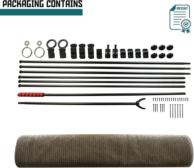 Bynbbur 8'W x 6'H Outdoor Patio Shades Foldable Roller Blinds, 220 GSM Sun Shade Roll Up Porch Screens Exterior Shade Cloth for Deck Pergola Backyard, Brown