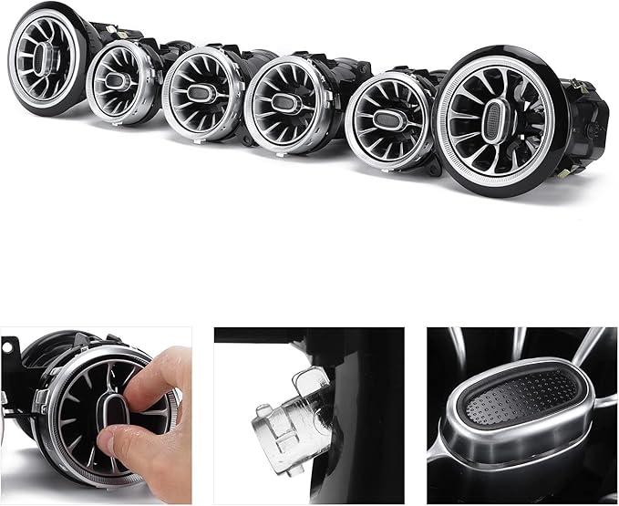 Acouto Air Vent LED Lights Turbine Outlets Lamp for Benz E‑Class W213 C238 2017‑2021 6pcs 64 Color Front LED Turbine Air Vent Ambient Light Kit Replacement