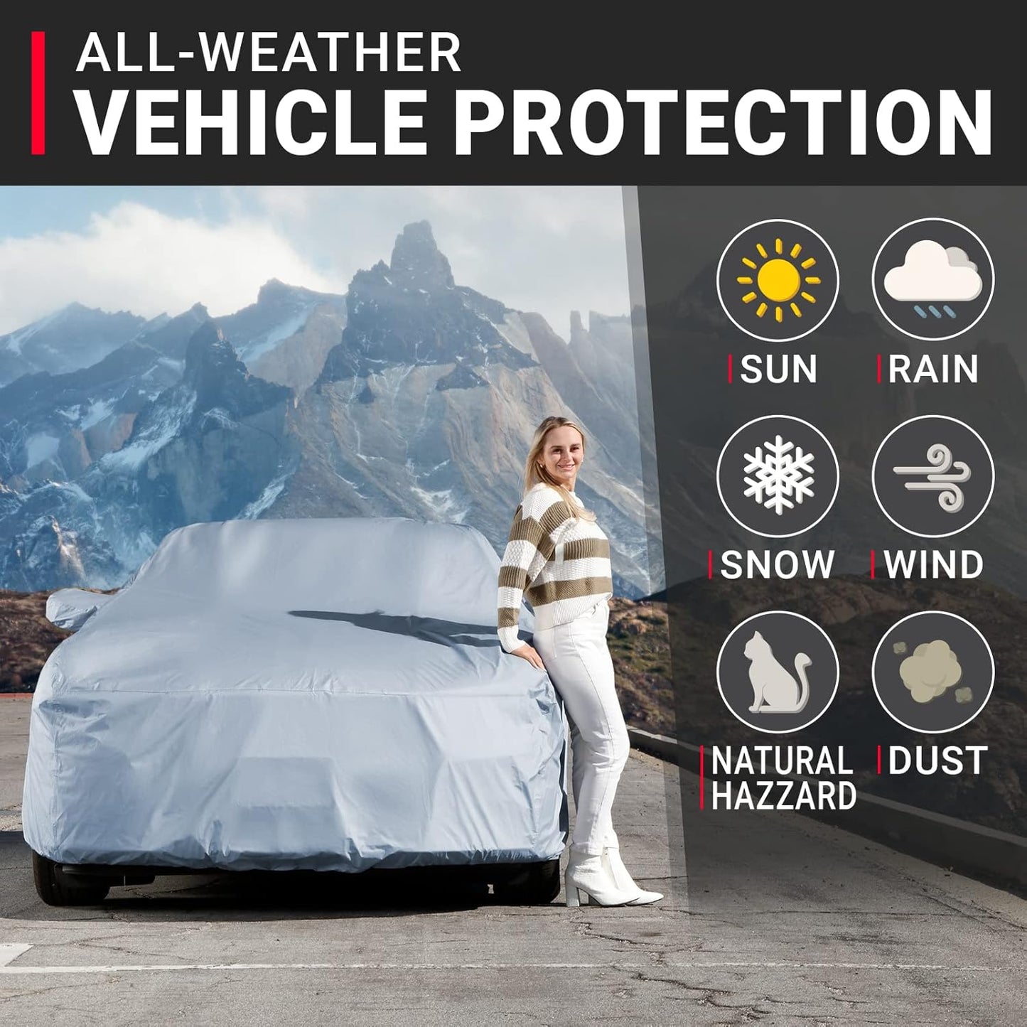 iCarCover Premium Car Cover for 2017-2024 Chevy Camaro ZL1 Heavy Duty Waterproof All Weather Automobiles Custom Fit Indoor Outdoor UV Snow Protection Covers with Straps and Bag