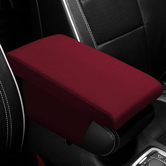 Center Console Pad, 12.2''×8.1'' Memory Foam Auto Armrest Cushion, Comfortable Arm Rest Storage Box Cover, Universal Car Interior Accessories for Most Vehicle, SUV (Wine Red)