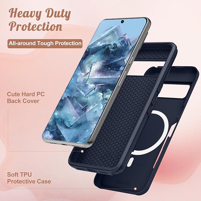 for Google Pixel 8A Case 6.1 Inch - Compatible with MagSafe Women Girls Boys Cute Magnetic Protective Cover Cool Blue Unique Heavy Duty Shockproof Design for Google Pixel 8A Phone Cases