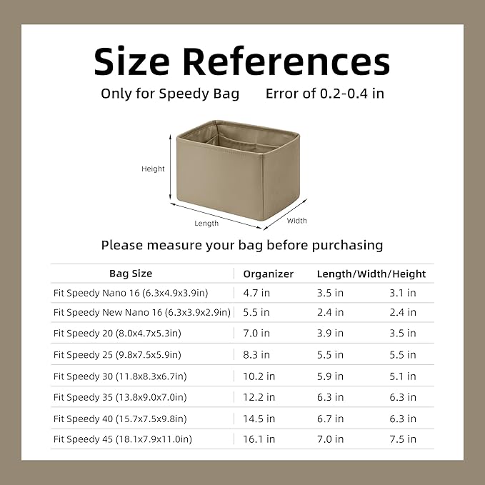 DGAZ Silk Purse Organizer Insert Fits LV Speedy 16/20/25/30/35/45 bags，Silky Smooth Bag Organizer，Luxury Handbag & Tote Shaper（Etoupe grey，SP30）