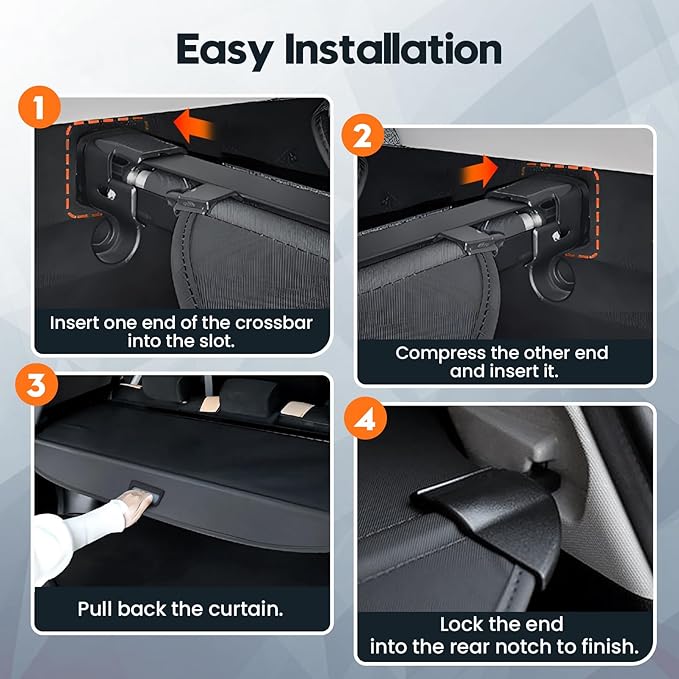 Powerty Retractable Cargo Cover for 2019-2025 Toyota RAV4, Canvas Texture Trunk Cover Privacy Screen Rear Security Shade for RAV4 Accessories (with Extented Cover)