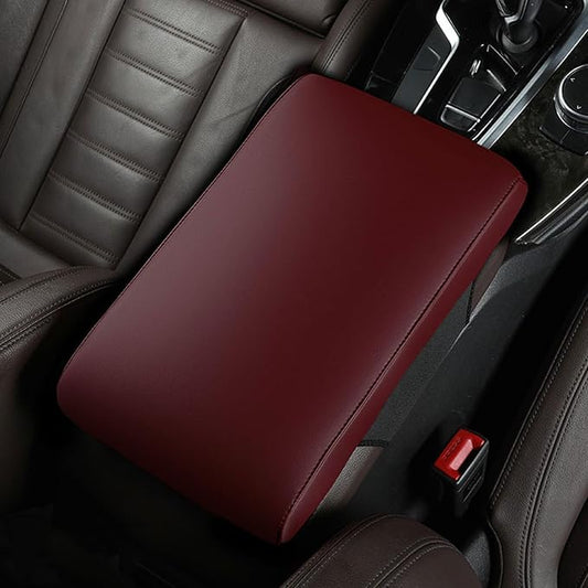 Car Armrest Cover Pad for BMW X3 E83 2004 2005 2006 2007 2008 2009 2010 Premium Leather Center Console Armrest Cushion Pad Anti-Scratch Waterproof Auto Interior Accessories Wine Red