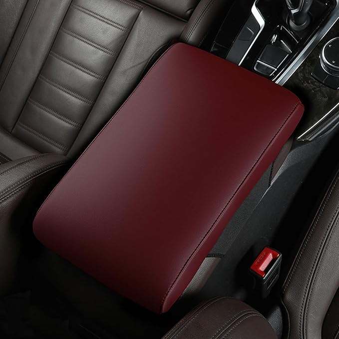 Car Armrest Cover Pad for Lexus LS LS400 LS430 LS460 LS500 LS500h LS600h Premium Leather Center Console Armrest Cushion Pad Anti-Scratch Waterproof Auto Interior Accessories Wine Red