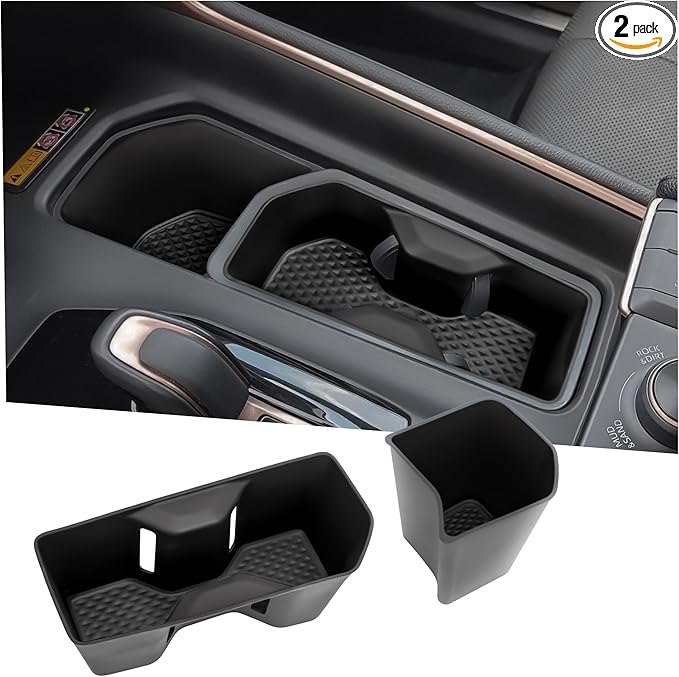 Center Console Cup Holder Compatible with 2024-2026 Toyota Grand Highlander Interior Accessories, Silicone Gear Shift Panel Storage Box and Double Cup Holder