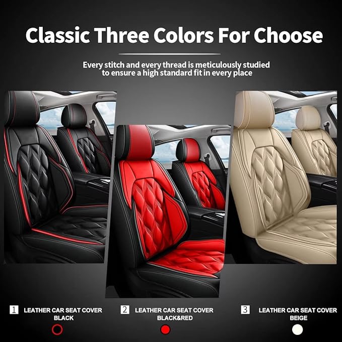 AOMSAZTO Car Seat Covers,2 Front Seats Custom Fit for Jeep Renegade 2015 2016 2017 2018 2019 2020 2021 2022 2023 2024 2025,Leather Car Seat Cover Seat Cushion Protector,Airbag Compatible Black&Red