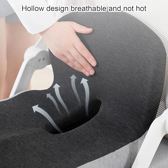 Car Seat Cushion for Long Driving, Ergonomic Memory Foam Seat Cushion, Car Seat Cushion for Back Pain and Lumbar Support Non Slip and Easy Clean for Driving Gaming Chair and Travel A Black Gray