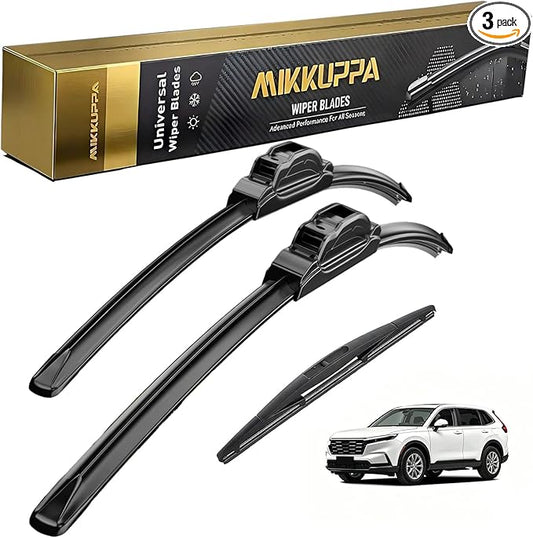MIKKUPPA 28"+14"+14" Windshield Wipers Blades Replacement for 2009-2020 Honda Fit, U/J HOOK Front & Rear All Season Wiper Blades Set(Pack of 3)