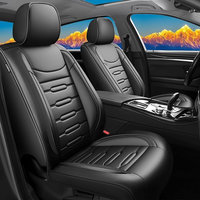 Fit Fj Cruiser Car Seat Covers for Toyota Fj Cruiser 2007-2013 2014 - Upgraded Premium Waterproof & Breathable Leather, Airbag Compatible, All-Weather Seat Cushion Protector (Full Set, Black)