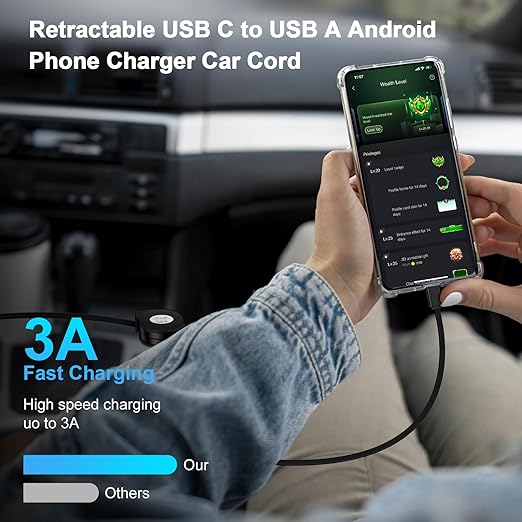 3Pack Car Carplay Cable Fast Charging 3.3FT Retractable USB Type C Android Charger Cord for iPhone 17 16 15,Samsung Galaxy A17/A16/A15/S26 Ultra/S25FE/S24/A35/Z Fold7/A54,Pixel 10Pro 9a,Moto Edge 2025