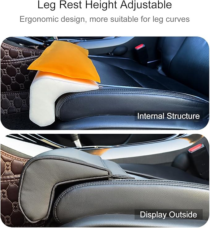 Car Leg Extender Leg Support Cushion for Car Driver Seat Office Chair, Universal Car Seat Extender Pad Leg Support Pillow for Cars Buses Trains Office Home (Brown)