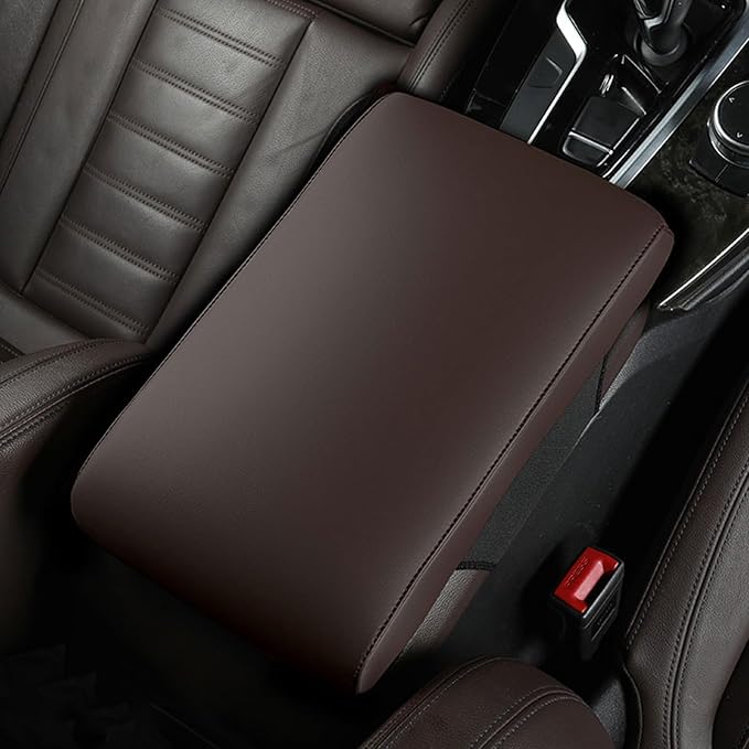Car Armrest Covers for Mercedes Benz SLK 200 200K 250 280 350 Premium Leather Center Console Armrest Cushion Pad Anti-Scratch Soft Support for Elbow Auto Interior Accessories, Dark Brown
