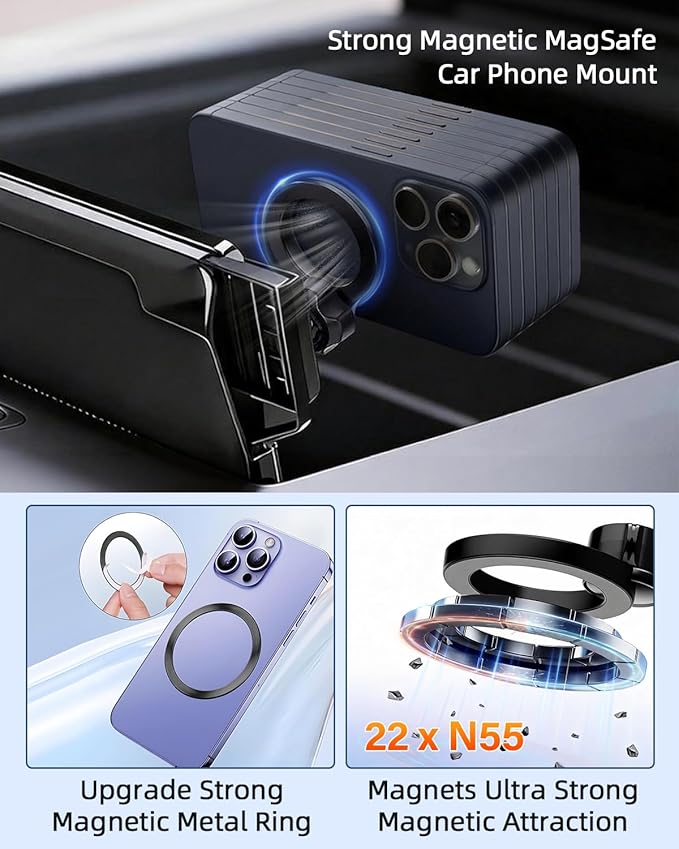 PZK Car Phone Mount for Honda Accord 2018-2022 Sport SE/EX/EX-L/Touring/LX Accessories 10th Gen Accord for 8-inch Screen 360° Rotation Compatible with MagSafe Phone Holder with Stroage Box