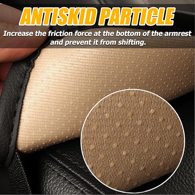 Car Armrest Seat Box Cover, Comfortable Leather Automotive Center Console Cushion Pad, Soft Waterproof Vehicle Arm Rest Protector Mat Accessories, Universal for RV, SUV, Truck (Black/Red)