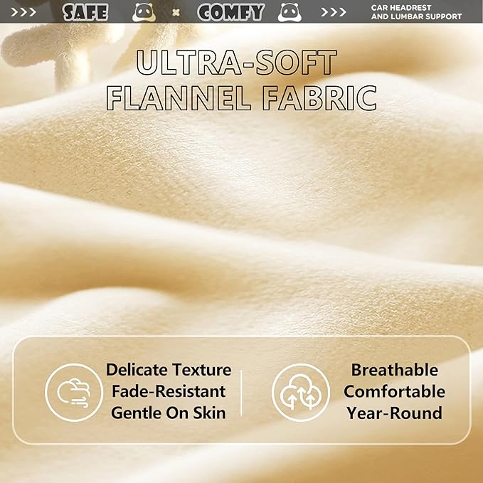 Cute Panda Car Neck Pillow & Lumbar Support Memory Foam Cushion for Driving Adjustable Headrest Waist Pillow for Most Seats (Black, Headrest & Backrest)